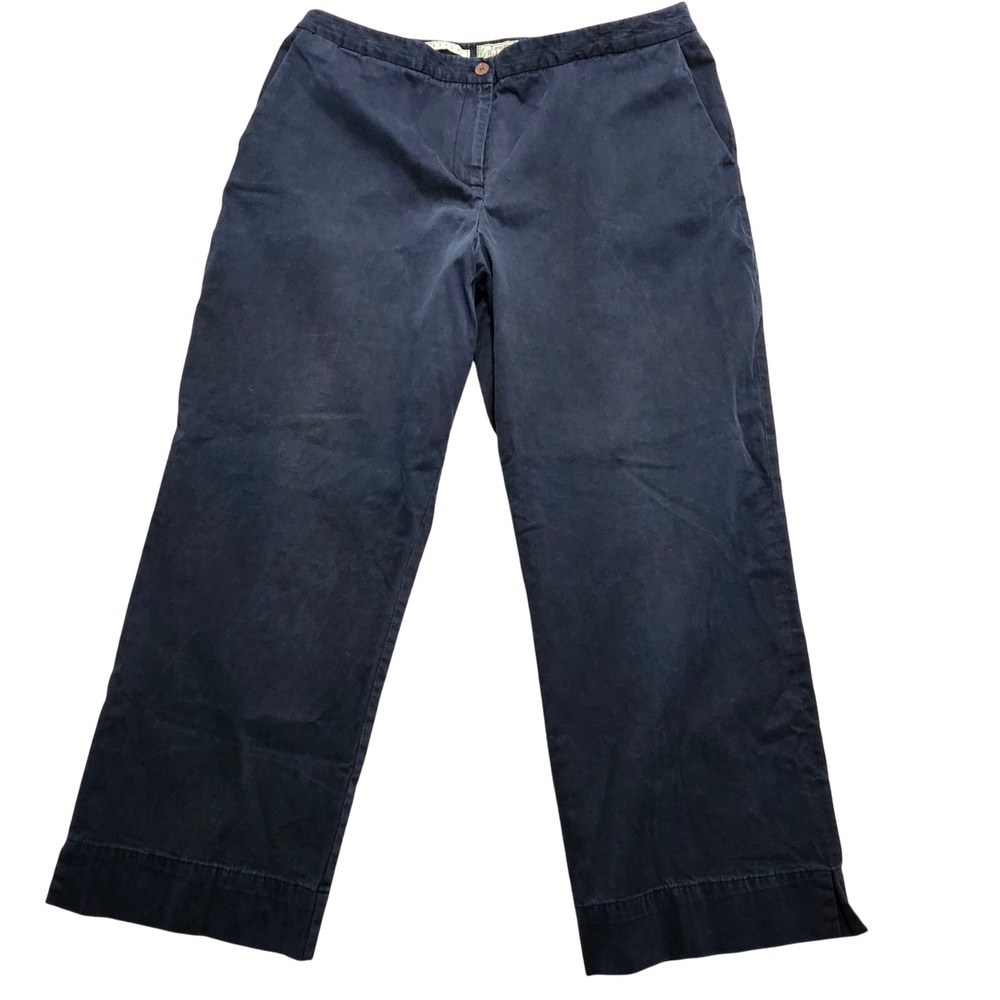 Tommy Bahama Navy Blue Wide Leg Crop Pants Italian Fabric Stretch Size 16